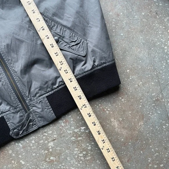 Wallace & Barnes Mens Gray Nylon Cotton MA-1 Military Bomber Jacket XL Talon Zip - Picture 10 of 11